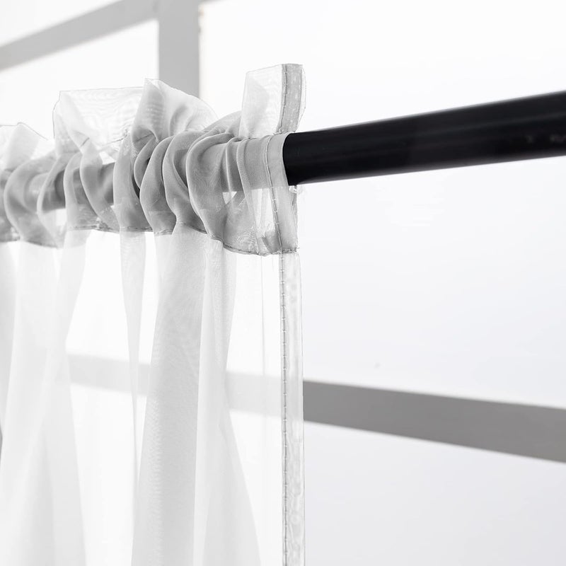 PearAge Beaded Triangle Sheer Valance Curtains for Living Room,Rod Pocket Farmhouse Window Valance, Bead Trim Tassel Voile Sheer Curtain Valance for Bedroom Bathroom Cafe 51x24 Inches (Ivory) 1PC - Image 5